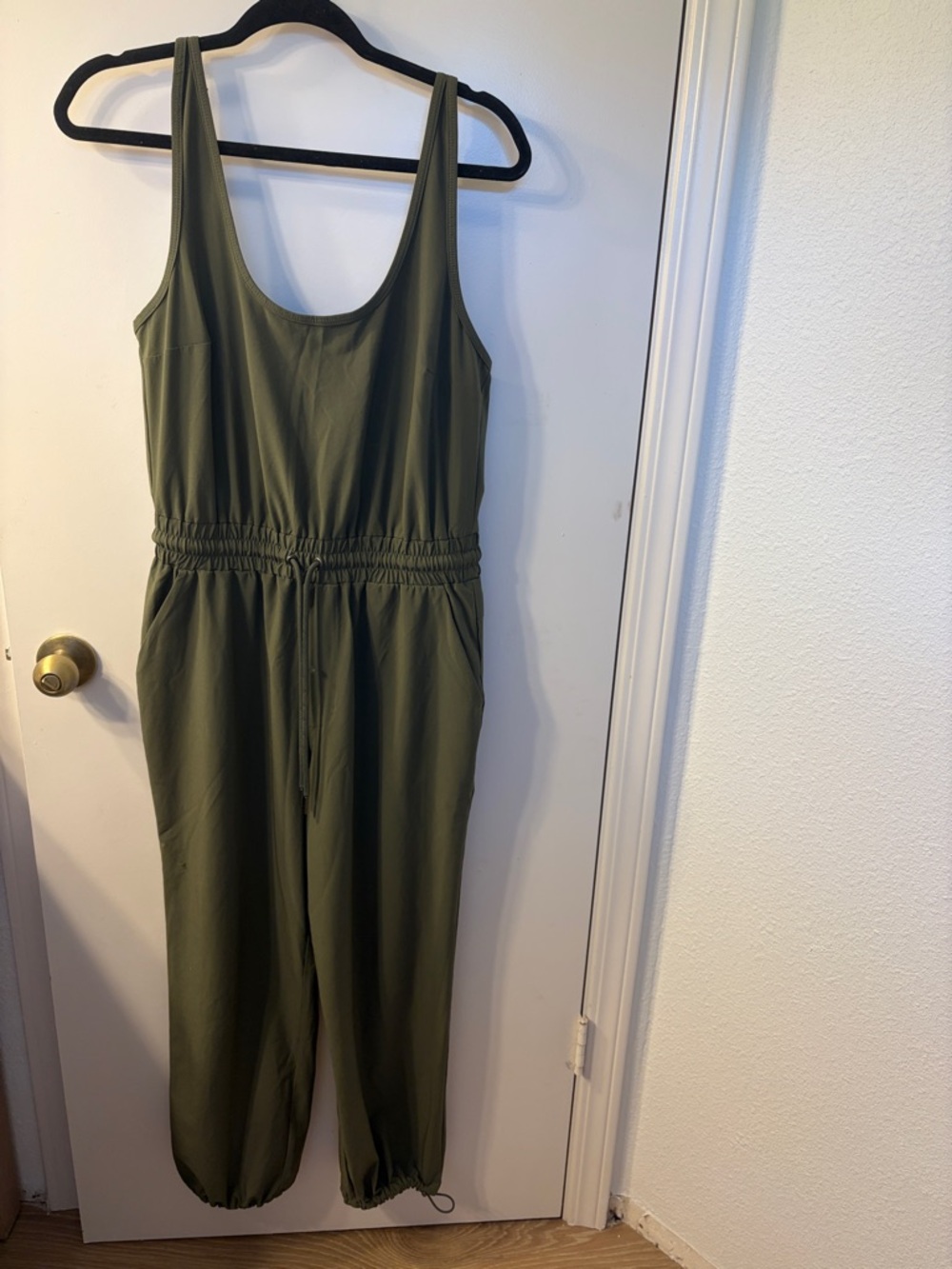Abercrombie & Fitch Olive Green Jogger Jumpsuit Cinched Waist